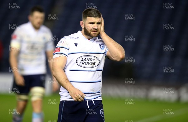 280220 - Edinburgh v Cardiff Blues - Guinness PRO14 -  Kirby Myhill of Cardiff leaves the field dejected at the end of the match following a 14-6 defeat