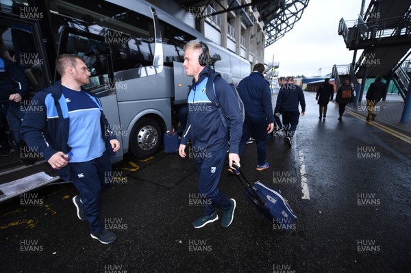 310318 - Edinburgh v Cardiff Blues - European Rugby Challenge Cup - Gareth Anscombe of Cardiff Blues arrives