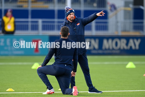 080122 - Edinburgh Rugby v Cardiff Rugby - United Rugby Championship - Mike Blair of Edinburgh head coach during the pre-match warm up