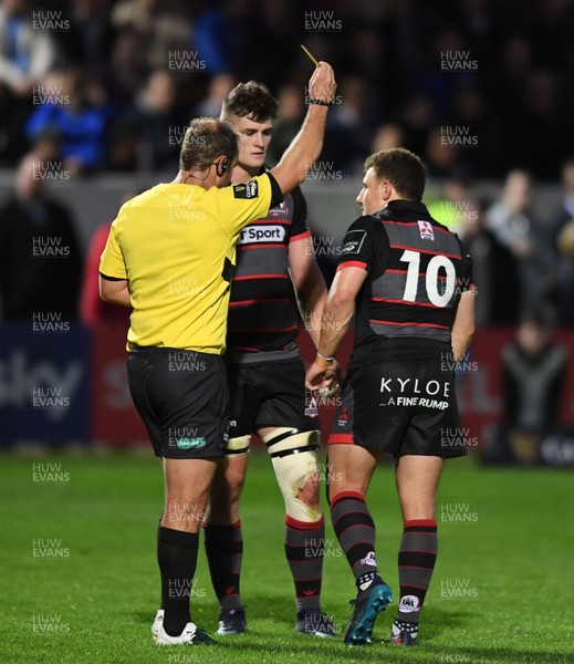 080917 - Edinburgh Rugby v Dragons - Guinness PRO14 -   Duncan Weir - Edinburgh fly half is sent to the sin bin by South African referee Stuart Berry