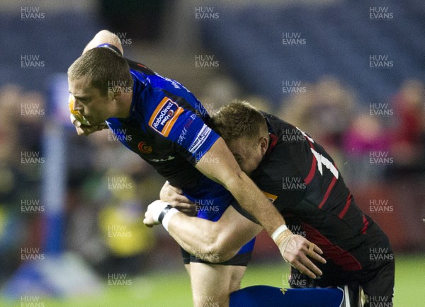 130913  Edinburgh v Dragons…Richie Rees is held by Dougie Fife(c) Huw Evans Agency