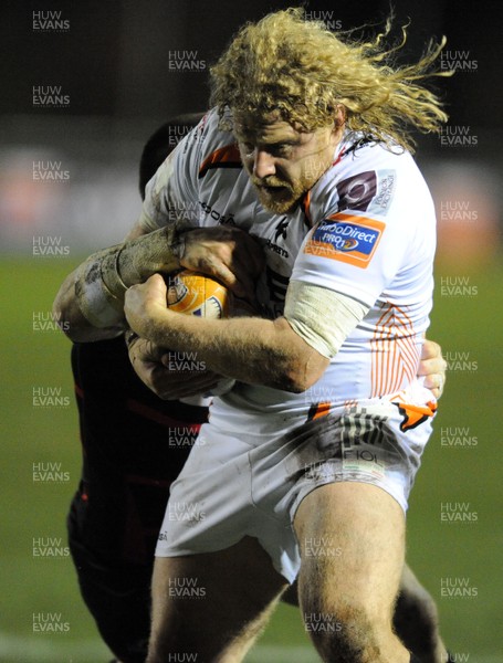 Duncan Jones - Opsreys prop crashes through the tackle of Cornell Du PreezEdinburgh Rugby v Ospreys, RaboDirect Pro12, Meggetland, Edinburgh, Scotland, Friday 28 February 2014(c) Huw Evans Agency