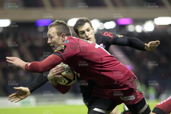 08.01.11 - Edinburgh v Scarlets, Magners League -  Scarlets' Morgan Stoddart scores a try against Edinburgh 