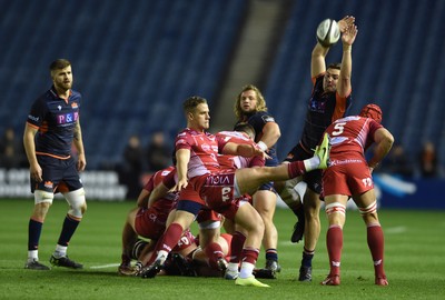 261019 - Edinburgh Rugby v Scarlets - Guinness PRO14 -  Kieran Hardy of Scarlets clears