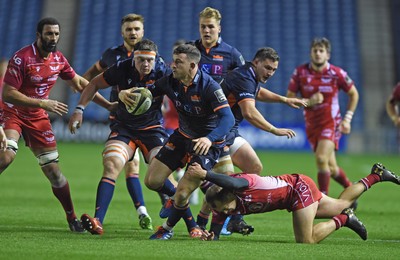 261019 - Edinburgh Rugby v Scarlets - Guinness PRO14 -  Matt Scott of Edinburgh  and Johnny McNicholl of Scarlets