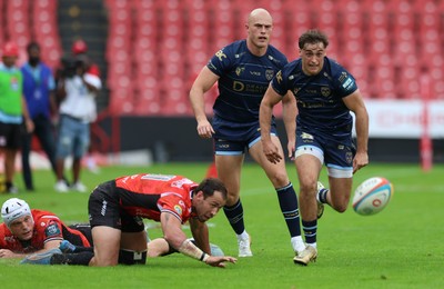 280326 - Fidelity SecureDrive Lions v Dragons RFC, United Rugby Championship - Huw Anderson of Dragons RFC looks to win the ball