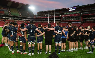 280326 - Fidelity SecureDrive Lions v Dragons RFC, United Rugby Championship - Dragons players at the end of the match