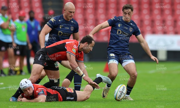 280326 - Fidelity SecureDrive Lions v Dragons RFC, United Rugby Championship - Huw Anderson of Dragons RFC looks to win the ball