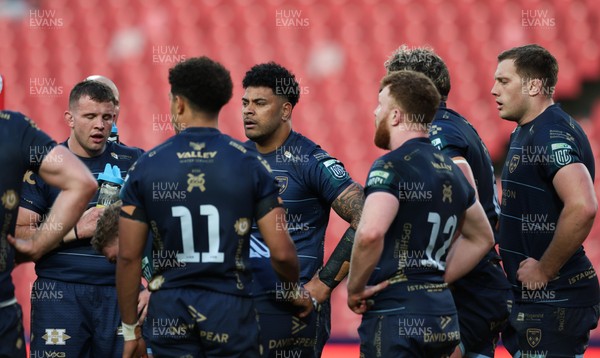 280326 - Fidelity SecureDrive Lions v Dragons RFC, United Rugby Championship - Dragons players at the end of the match