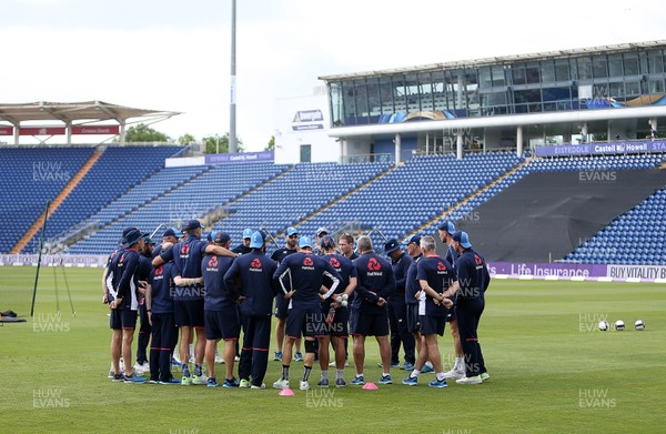 150618 - England Cricket Nets - Team huddle at Sophia Gardens