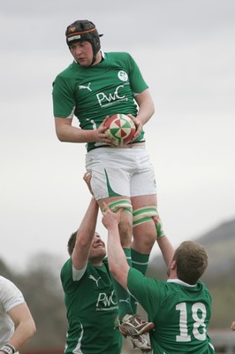 06.04.10 England U18 v Ireland U18 - Under 18s 5 Nations Festival -  Ireland's Daniel Qualter is lifted high to win lineout ball. 