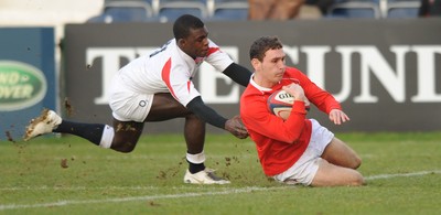 02.03.08 - England Under 18s v Wales Under 18s - Under 18 Six Nations - Wales' Kristian Phillips goes over for try 