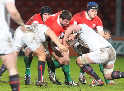 05.02.10 - Six Nations under 20 Championship, England under 20 v Wales under 20 Wales' Dan Watchurst tries to get through 
