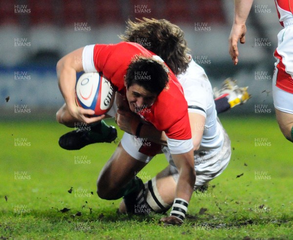 05.02.10 - Six Nations under 20 Championship, England under 20 v Wales under 20 Wales' Rhys Downes is brought down 