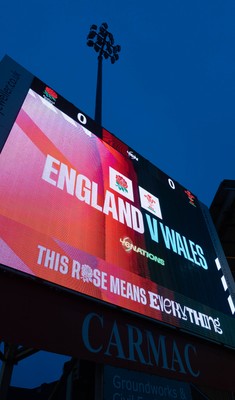 060226 - England U20 v Wales U20, 2026 U20 Six Nations - The Big Screen at the stadium ahead of the match