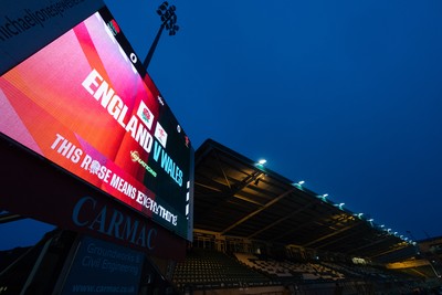 060226 - England U20 v Wales U20, 2026 U20 Six Nations - The Big Screen at the stadium ahead of the match