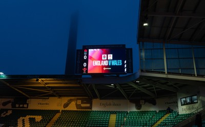 060226 - England U20 v Wales U20, 2026 U20 Six Nations - The Big Screen at the stadium ahead of the match