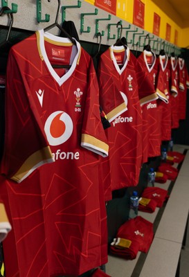 060226 - England U20 v Wales U20, 2026 U20 Six Nations - Wales match jerseys hang in the changing room