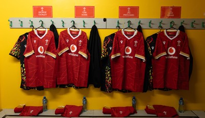 060226 - England U20 v Wales U20, 2026 U20 Six Nations - Wales match jerseys hang in the changing room