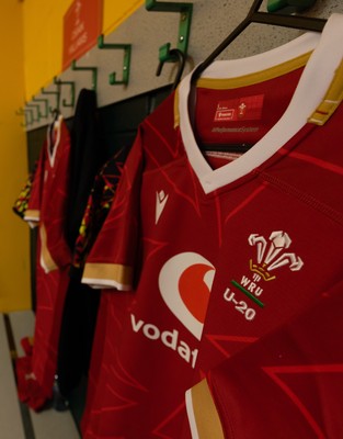 060226 - England U20 v Wales U20, 2026 U20 Six Nations - Wales match jerseys hang in the changing room