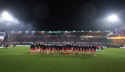 060226 - England U20 v Wales U20, 2026 U20 Six Nations - Wales line up for the anthem at the start of the match