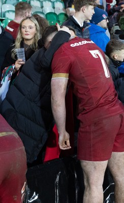 060226 - England U20 v Wales U20, 2026 U20 Six Nations - Wales players with family and friends at the end of the match