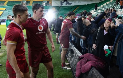 060226 - England U20 v Wales U20, 2026 U20 Six Nations - Wales players with family and friends at the end of the match