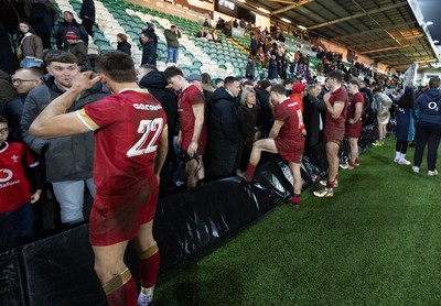 060226 - England U20 v Wales U20, 2026 U20 Six Nations - Wales players with family and friends at the end of the match