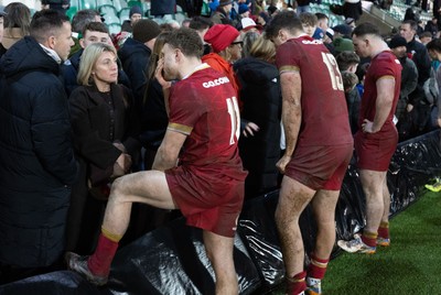 060226 - England U20 v Wales U20, 2026 U20 Six Nations - Wales players with family and friends at the end of the match