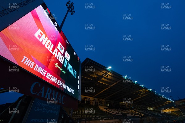 060226 - England U20 v Wales U20, 2026 U20 Six Nations - The Big Screen at the stadium ahead of the match