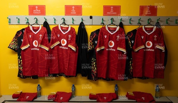 060226 - England U20 v Wales U20, 2026 U20 Six Nations - Wales match jerseys hang in the changing room