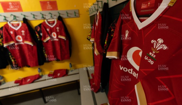 060226 - England U20 v Wales U20, 2026 U20 Six Nations - Wales match jerseys hang in the changing room
