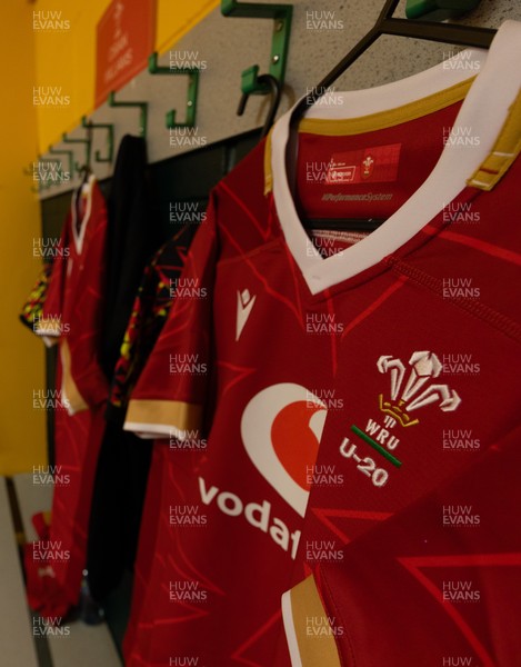 060226 - England U20 v Wales U20, 2026 U20 Six Nations - Wales match jerseys hang in the changing room