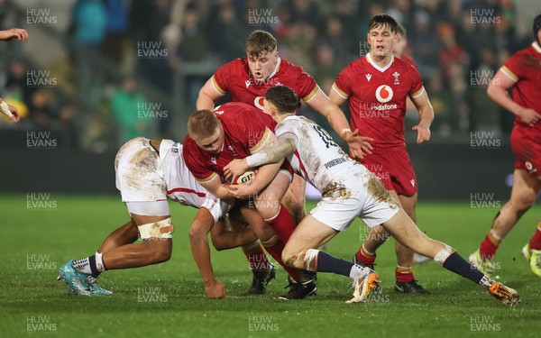 060226 - England U20 v Wales U20, 2026 U20 Six Nations - Jac Pritchard of Wales charges forward