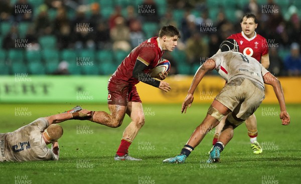 060226 - England U20 v Wales U20, 2026 U20 Six Nations - Steffan Emanuel of Wales charges forward