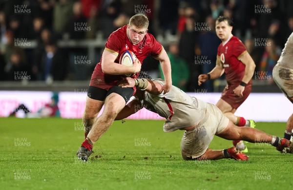 060226 - England U20 v Wales U20, 2026 U20 Six Nations - Isaac Godfrey of Wales charges forward