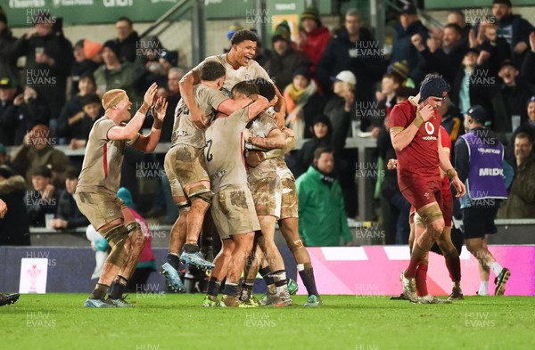 060226 - England U20 v Wales U20, 2026 U20 Six Nations - England players celebrate on the final whistle