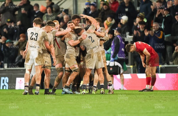060226 - England U20 v Wales U20, 2026 U20 Six Nations - England players celebrate on the final whistle