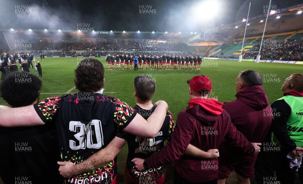 060226 - England U20 v Wales U20, 2026 U20 Six Nations - Wales line up for the anthem at the start of the match