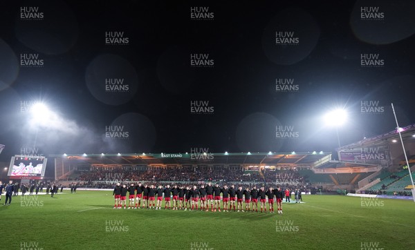 060226 - England U20 v Wales U20, 2026 U20 Six Nations - Wales line up for the anthem at the start of the match