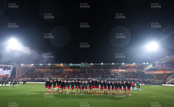 060226 - England U20 v Wales U20, 2026 U20 Six Nations - Wales line up for the anthem at the start of the match