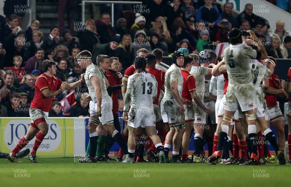 110316 - England U20 v Wales U20 - RBS 6 Nations - A disagreement between the teams