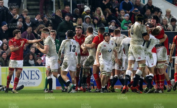 110316 - England U20 v Wales U20 - RBS 6 Nations - A disagreement between the teams