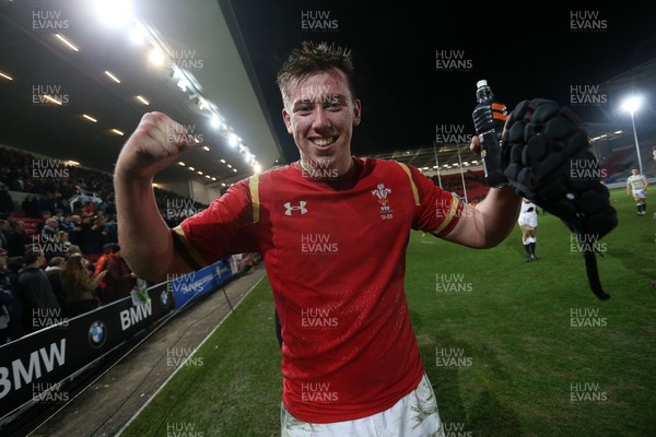 110316 - England U20 v Wales U20 - RBS 6 Nations - Adam Beard of Wales celebrates the victory