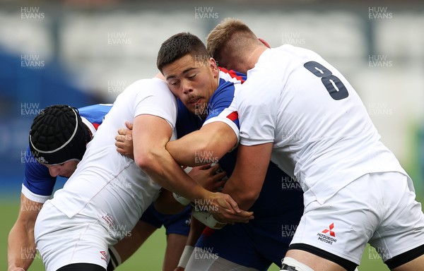 190621 - England U20s v France U20s - U20s 6 Nations Championship - Connor Sa of France is tackled by Archie Vanes and Jack Clement of England