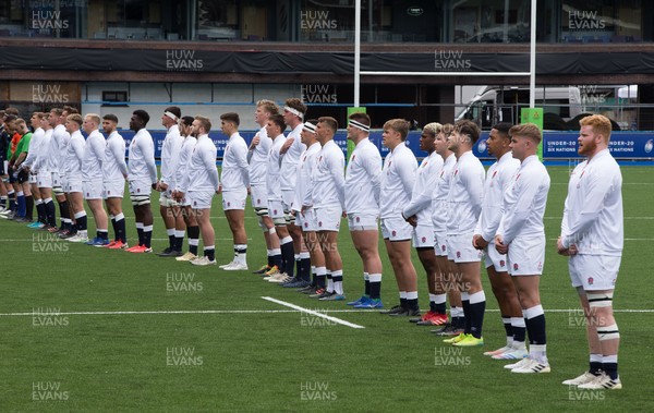 250621 - England U20 v Scotland U20, U20 Six Nations - The England team lines up for the anthems at the start of the match