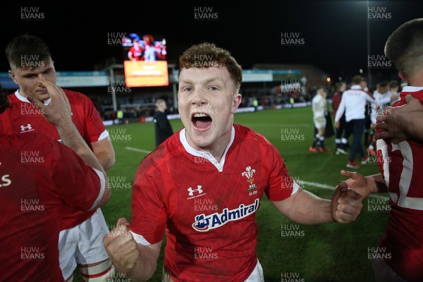 060320 - England U20s v Wales U20s - U20s 6 Nations Championship - Aneurin Owen of Wales celebrates at full time
