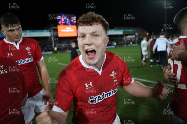 060320 - England U20s v Wales U20s - U20s 6 Nations Championship - Aneurin Owen of Wales celebrates at full time