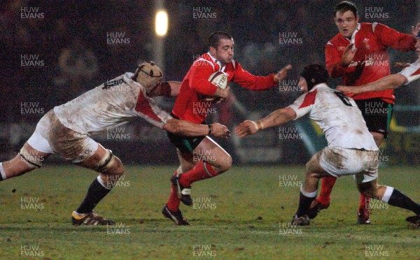 030206 - England U21 v Wales U21 - Six Nations -  Dafydd Hewitt of Wales tries to break through