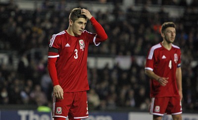 050314 - England U'21's vs Wales U'21's -UEFA U'21's Qualifying Group One-Declan John of Wales despairs after England's goal(c) Huw Evans Agency